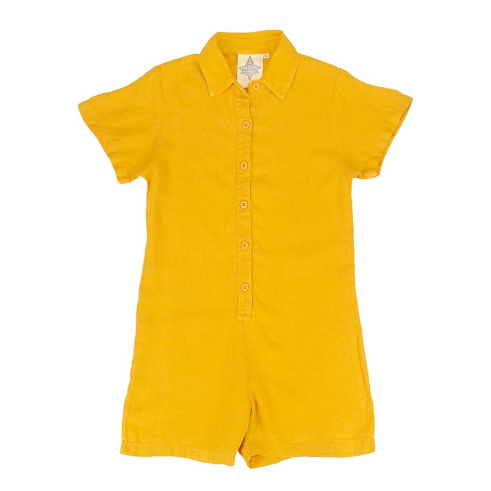 NWOT Jungmaven Stillwater Romper -Mustard Yellow, Sz Medium w/ STAIN